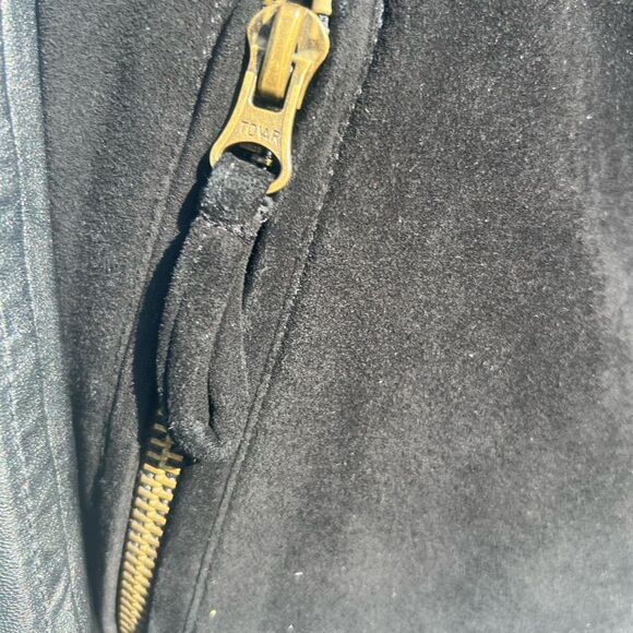 Tovar brand Men's Black Leather Sleeve and Wool Bomber Jacket size medium - Picture 5 of 9